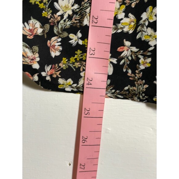 Ann Taylor LOFT Black Floral Ruffle Blouse Size Small Shirred Boho Romantic Top - Picture 14 of 14